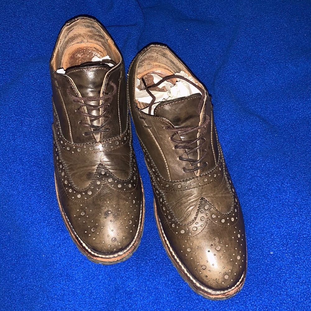 JD Fisk men’s brown dress shoes with rubber sole size 10
